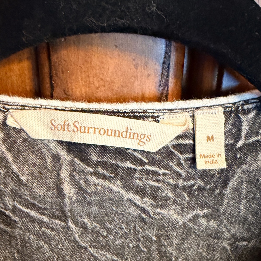 Soft Surroundings Wildwood Bolero Embroidered Jacket Acid Wash Gray White - Picture 10 of 11